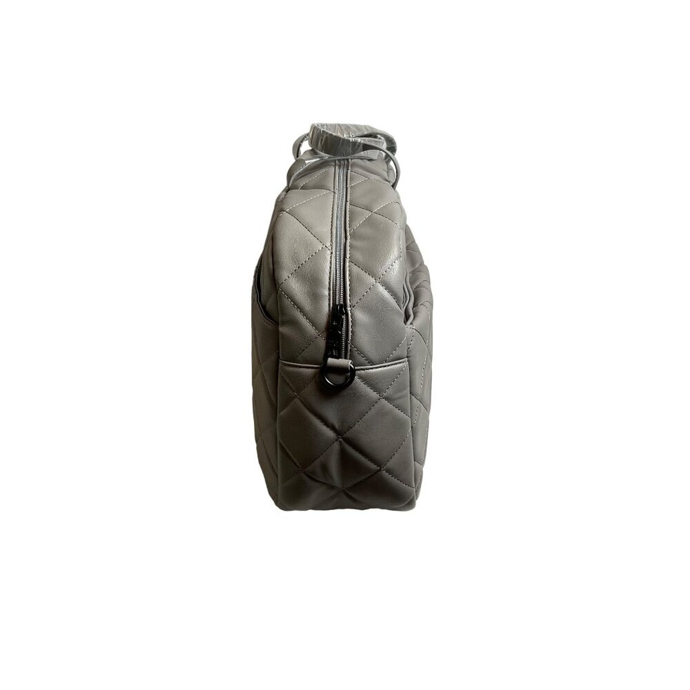 NWT Gilda Paris Quilted Faux Leather Duffel Bag Gray Travel / Gym Bag - Picture 2 of 8
